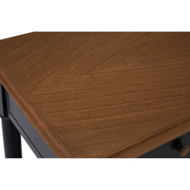 Orsina Loire Black Console Table | Natural Wood Top & Brass Handles