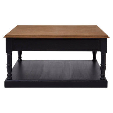 Orsina Loire Wooden Coffee Table with Storage Drawer – Black & Natural