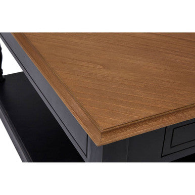Orsina Loire Wooden Coffee Table with Storage Drawer – Black & Natural