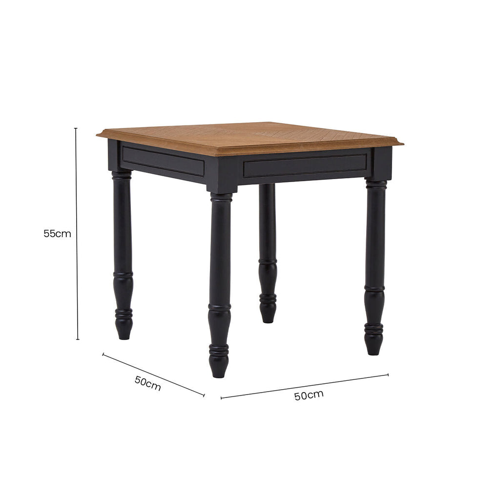 Orsina Loire Side Table – Black Carved Bayur Wood Nightstand
