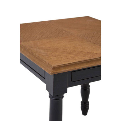 Orsina Loire Side Table – Black Carved Bayur Wood Nightstand