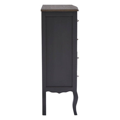 Orsina Loire 4 Drawer Dark Grey Chest – Rustic Wood Top Dresser