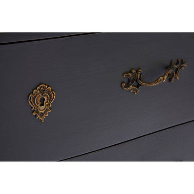 Orsina Loire 4 Drawer Dark Grey Chest – Rustic Wood Top Dresser