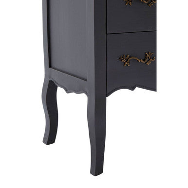 Orsina Loire 4 Drawer Dark Grey Chest – Rustic Wood Top Dresser