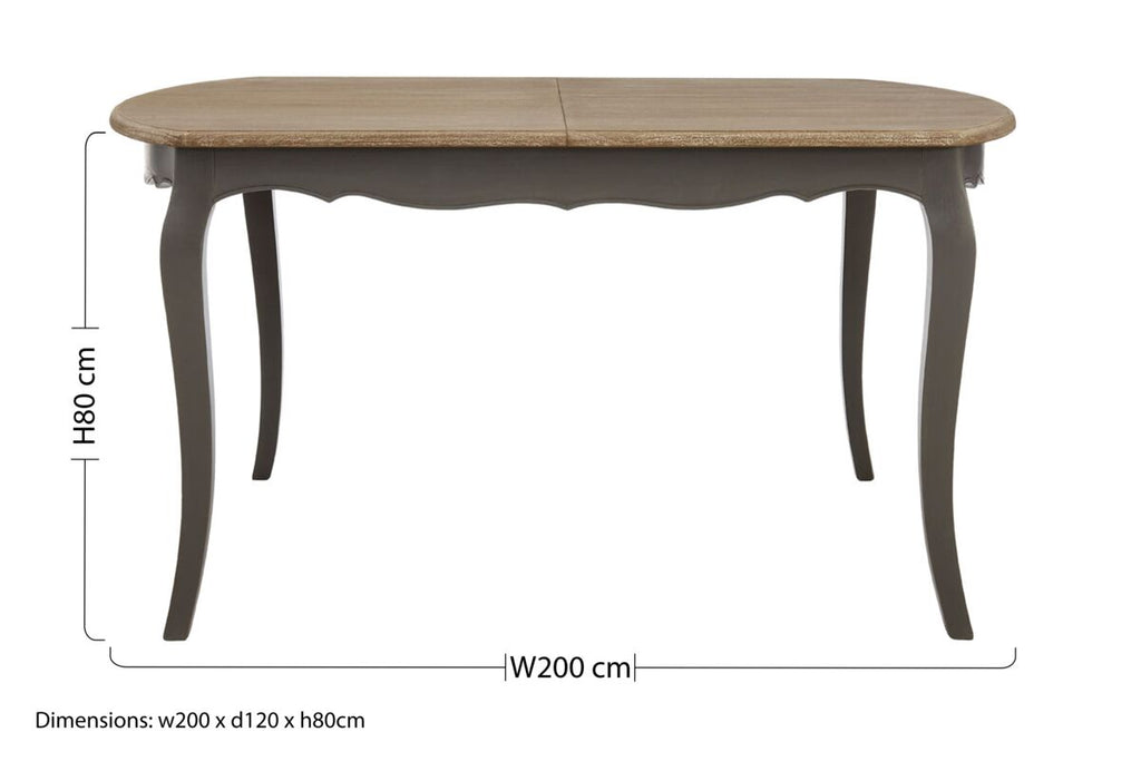 Orsina Loire Dark Grey Bayur Wood Dining Table with Oak Veneer Top