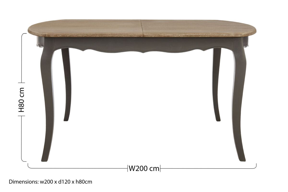 Orsina Loire Dark Grey Bayur Wood Dining Table with Oak Veneer Top