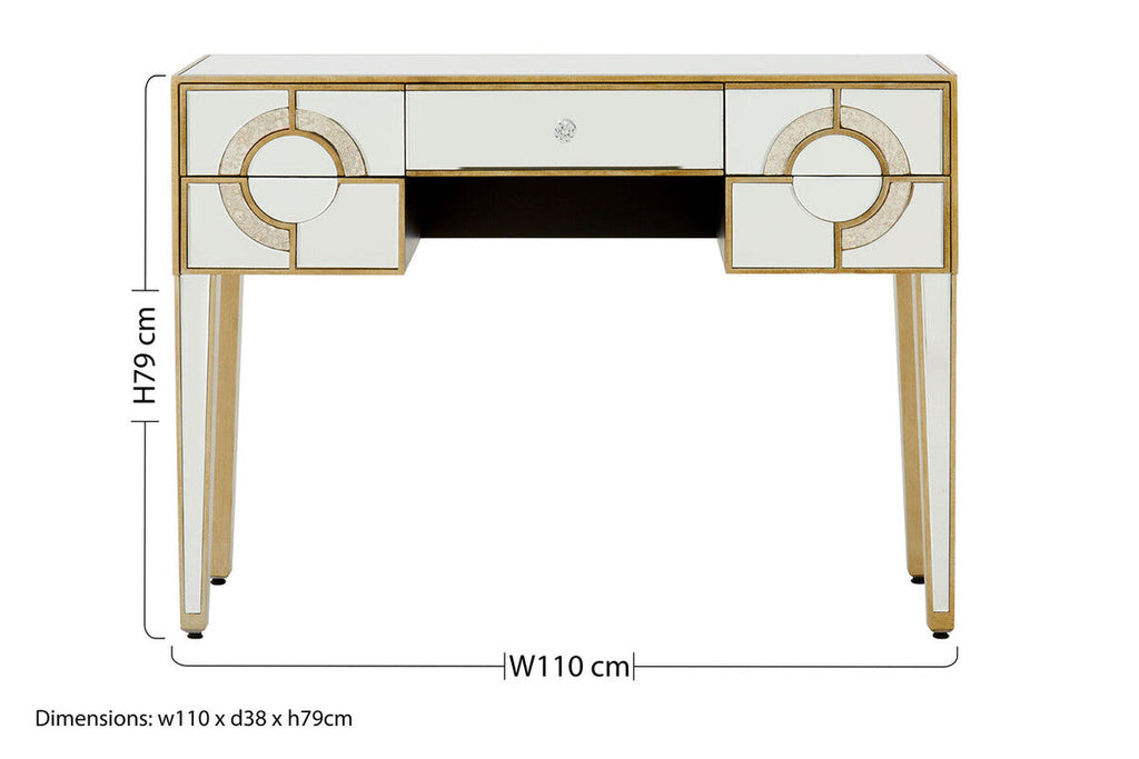 Orsina Knightsbridge Mirrored Glass Console Table with 5 Drawers