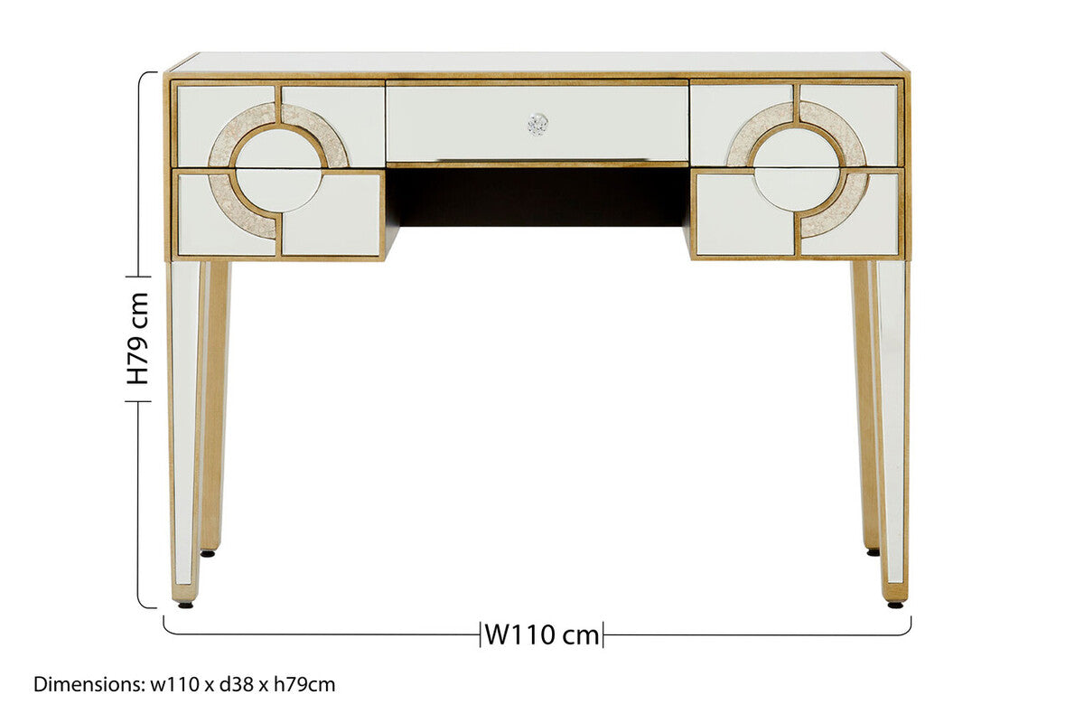 Orsina Knightsbridge Mirrored Glass Console Table with 5 Drawers