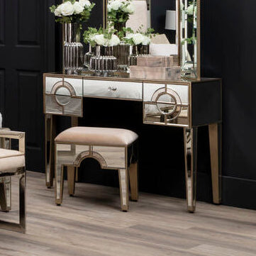 Orsina Knightsbridge Mirrored Glass Console Table with 5 Drawers