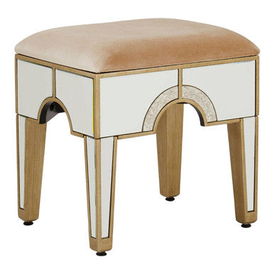 Orsina Knightsbridge Mirrored Vanity Stool with Champagne Padded Seat
