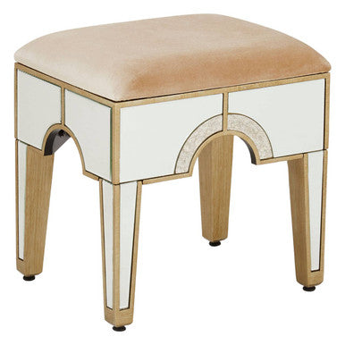 Orsina Knightsbridge Mirrored Vanity Stool with Champagne Padded Seat