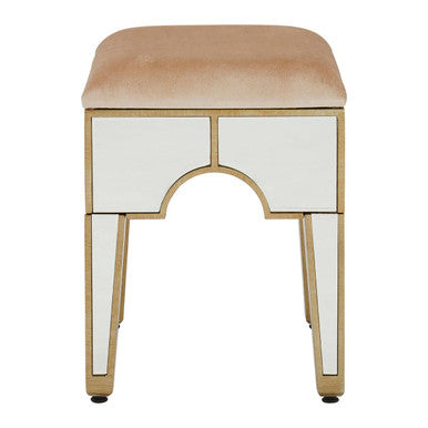 Orsina Knightsbridge Mirrored Vanity Stool with Champagne Padded Seat