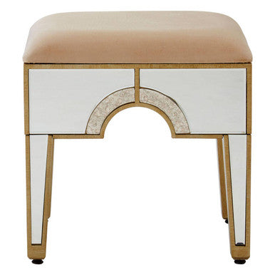Orsina Knightsbridge Mirrored Vanity Stool with Champagne Padded Seat