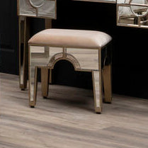Orsina Knightsbridge Mirrored Vanity Stool with Champagne Padded Seat