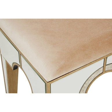 Orsina Knightsbridge Mirrored Vanity Stool with Champagne Padded Seat