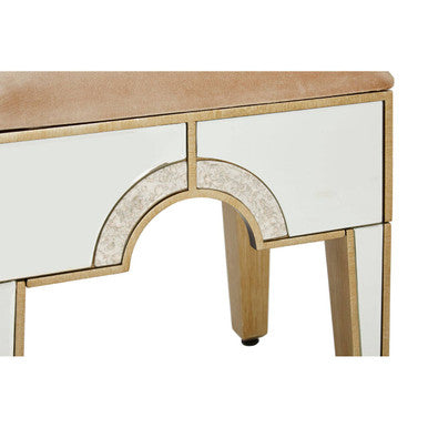 Orsina Knightsbridge Mirrored Vanity Stool with Champagne Padded Seat