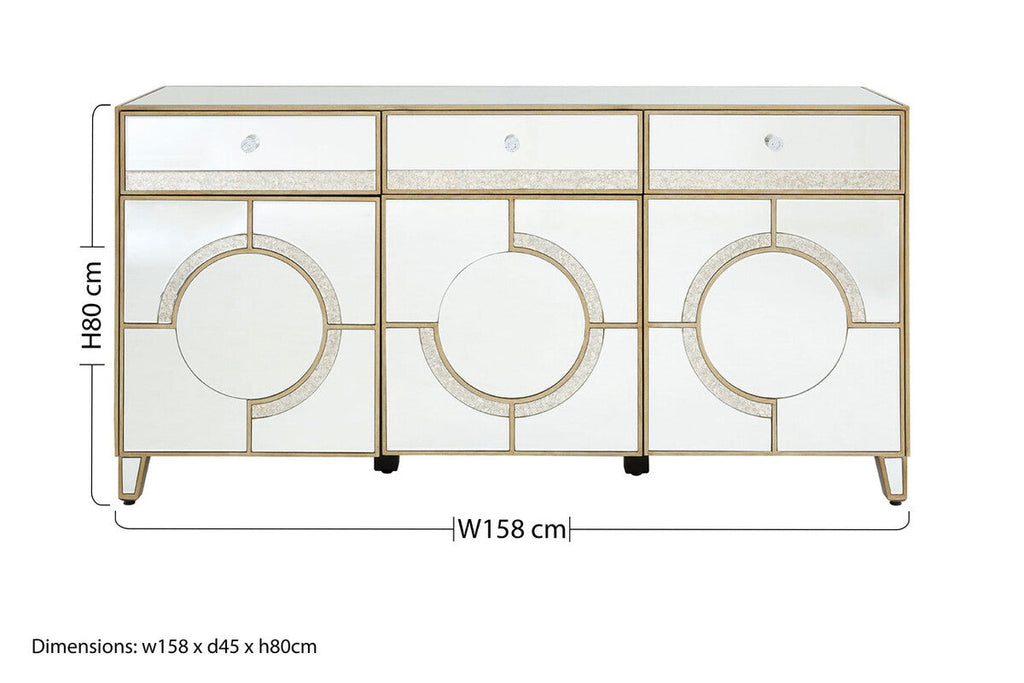Orsina Knightsbridge Mirrored Cabinet – Silver Sideboard with Drawers