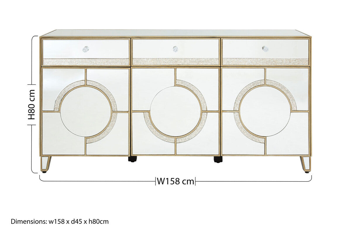 Orsina Knightsbridge Mirrored Cabinet – Silver Sideboard with Drawers