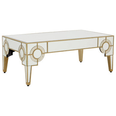 Orsina Gold Coffee Table – Antique Mirrored Glass Art Deco Design