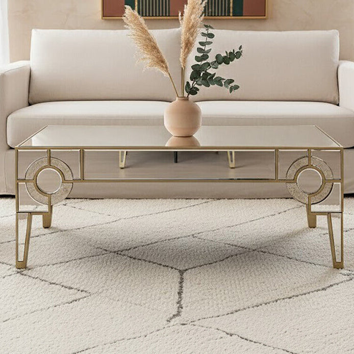 Orsina Gold Coffee Table – Antique Mirrored Glass Art Deco Design