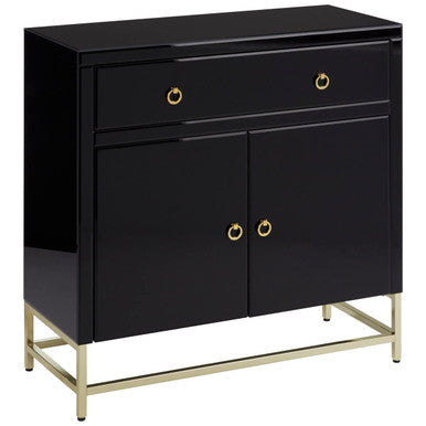 Orsina Kensington Townhouse Black and Gold Cabinet with Storage