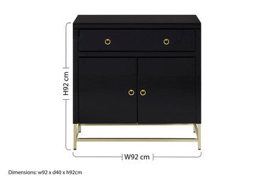 Orsina Kensington Townhouse Black and Gold Cabinet with Storage