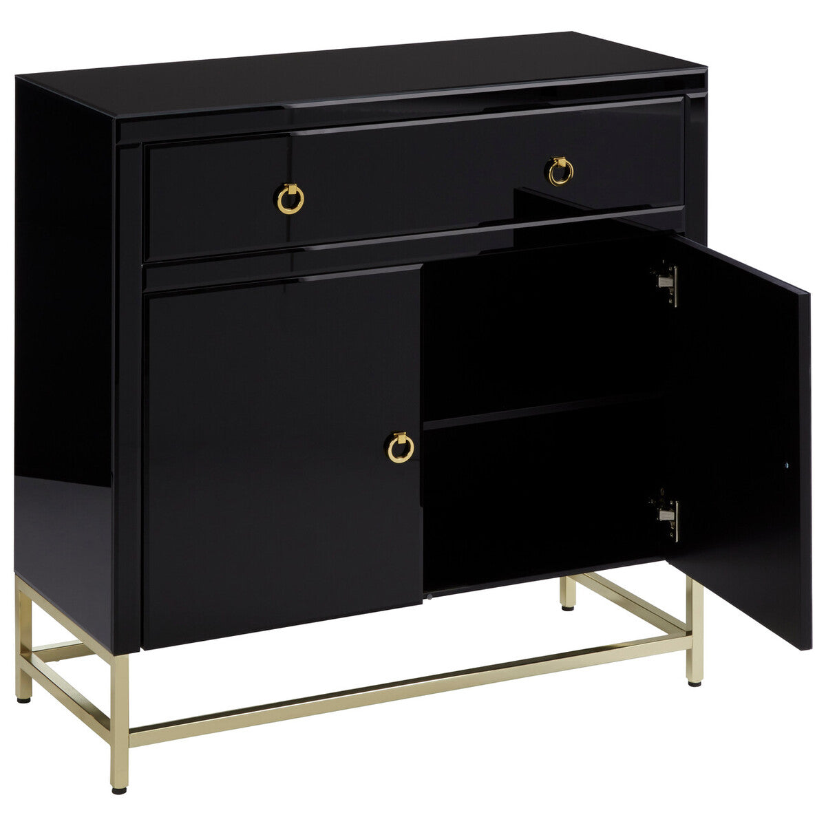 Orsina Kensington Townhouse Black and Gold Cabinet with Storage