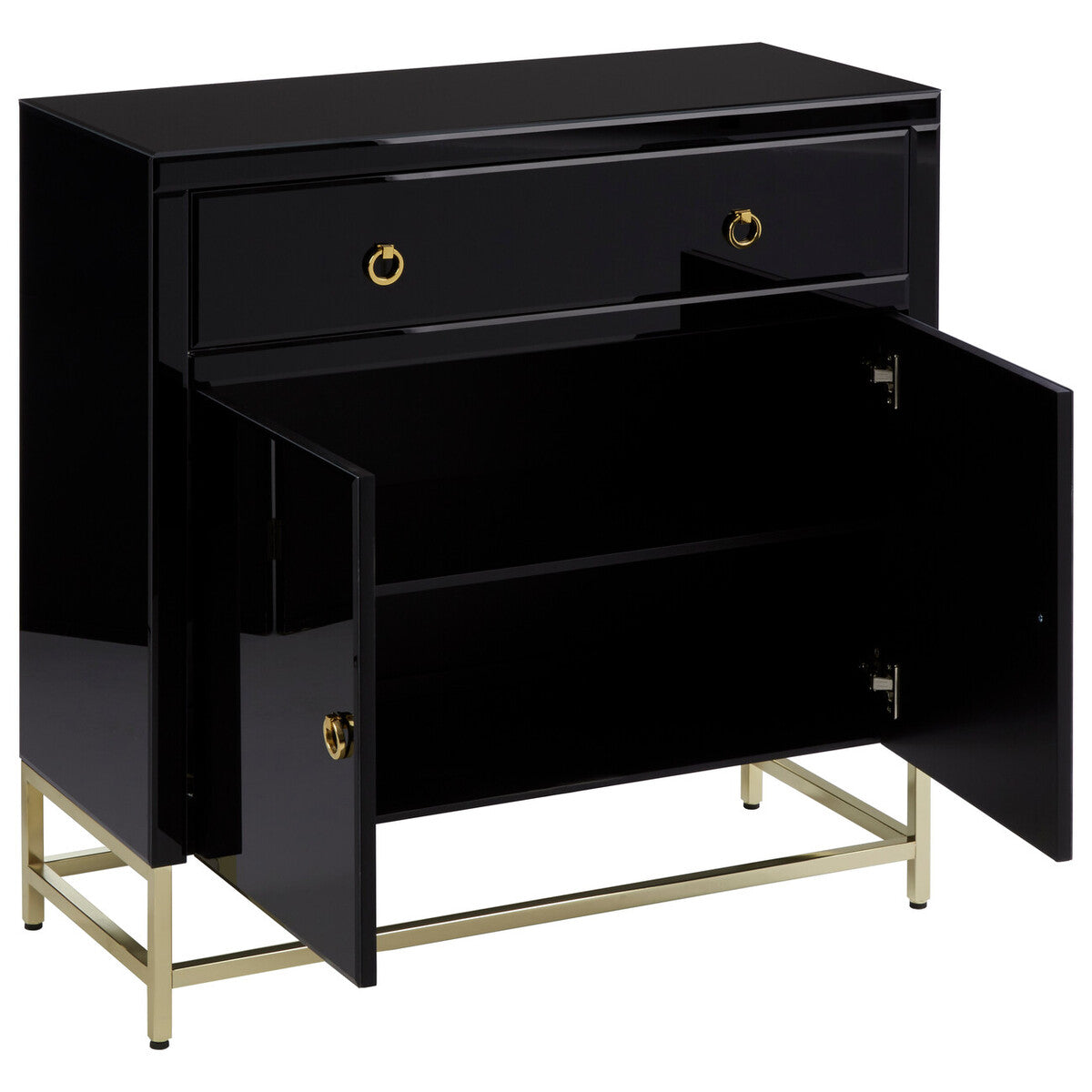 Orsina Kensington Townhouse Black and Gold Cabinet with Storage