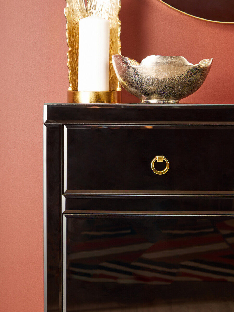 Orsina Kensington Townhouse Black and Gold Cabinet with Storage