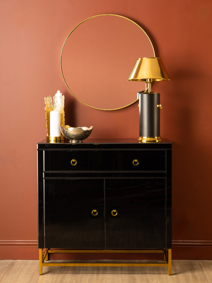 Orsina Kensington Townhouse Black and Gold Cabinet with Storage
