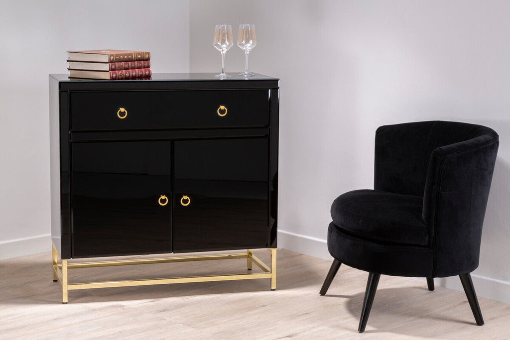 Orsina Kensington Townhouse Black and Gold Cabinet with Storage