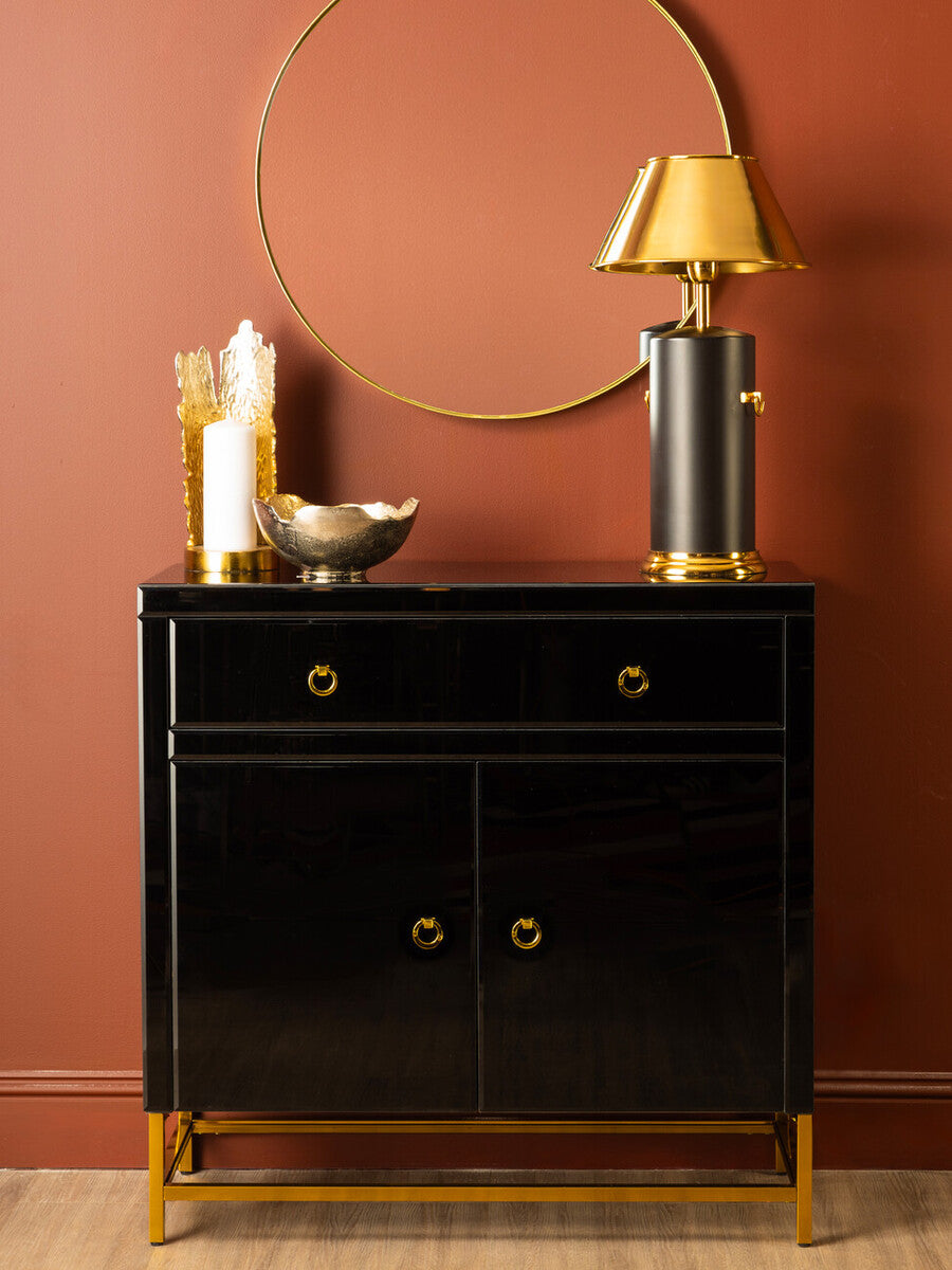 Orsina Kensington Townhouse Black and Gold Cabinet with Storage