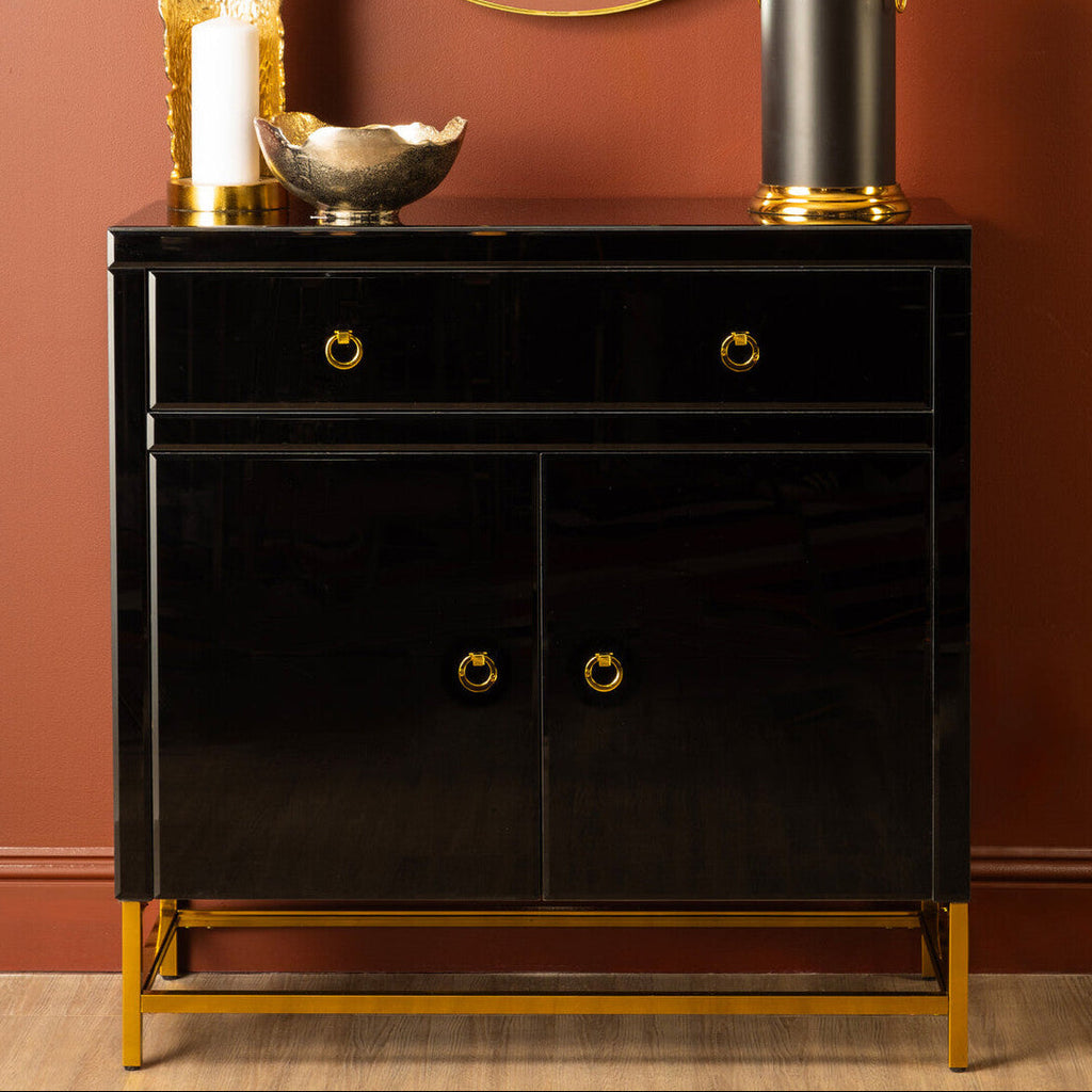 Orsina Kensington Townhouse Black and Gold Cabinet with Storage