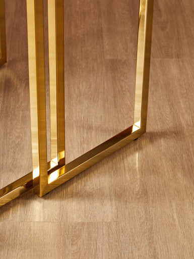 Orsina Black and Gold Nesting Tables – Set of 2 Glossy Wooden Tops