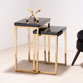 Orsina Black and Gold Nesting Tables – Set of 2 Glossy Wooden Tops