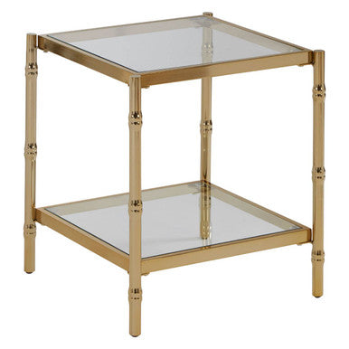 Orsina Kensington Townhouse Two-Tier Gold and Mirrored Side Table