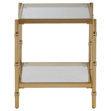 Orsina Kensington Townhouse Two-Tier Gold and Mirrored Side Table