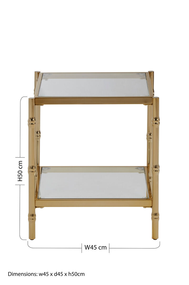 Orsina Kensington Townhouse Two-Tier Gold and Mirrored Side Table