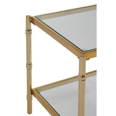 Orsina Kensington Townhouse Two-Tier Gold and Mirrored Side Table