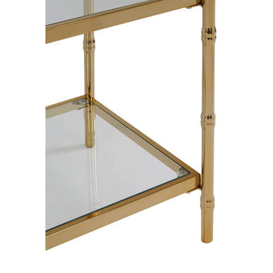 Orsina Kensington Townhouse Two-Tier Gold and Mirrored Side Table