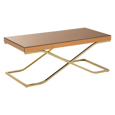 Orsina Brown Glass Coffee Table | Gold Iron Frame Kensington Townhouse