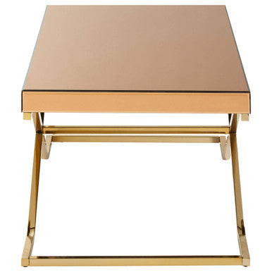 Orsina Brown Glass Coffee Table | Gold Iron Frame Kensington Townhouse