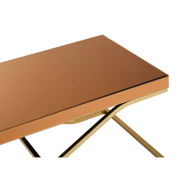 Orsina Brown Glass Coffee Table | Gold Iron Frame Kensington Townhouse