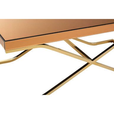 Orsina Brown Glass Coffee Table | Gold Iron Frame Kensington Townhouse