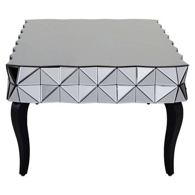 Orsina Soho Geometric Coffee Table | Smoked Glass & Silver Finish