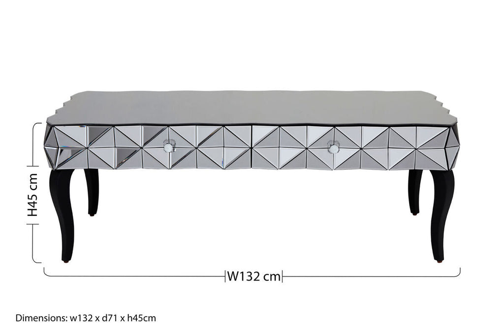 Orsina Soho Geometric Coffee Table | Smoked Glass & Silver Finish