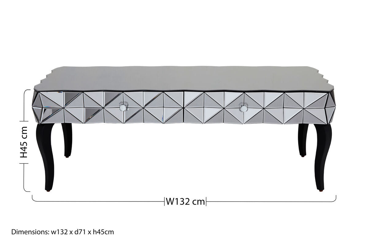 Orsina Soho Geometric Coffee Table | Smoked Glass & Silver Finish