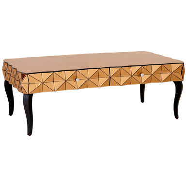Orsina Soho Geometric Copper Coffee Table with Smoked Glass Top