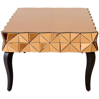 Orsina Soho Geometric Copper Coffee Table with Smoked Glass Top