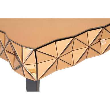 Orsina Soho Geometric Copper Coffee Table with Smoked Glass Top